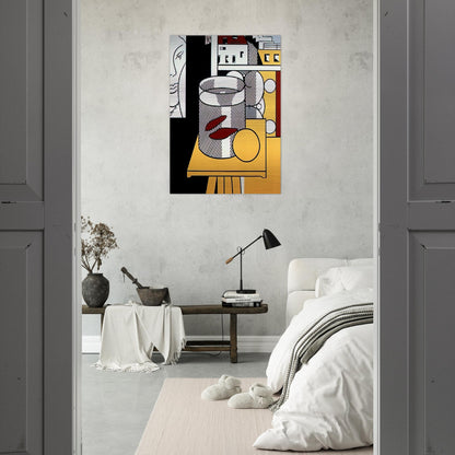 STILL LIFE WITH GOLDFISH 1974 - Roy Lichtenstein Brushed Aluminum Print - 70x100 cm / 28x40 inches | Roy Lichtenstein Aluminum Print | Roy Lichtenstein Prints