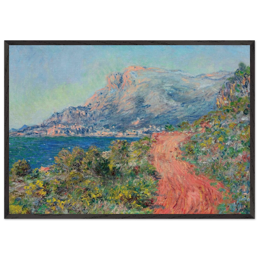 The Red Road near Menton - claude monet 70x100 cm / 28x40 inches Framed Art Print – Black Wooden Frame