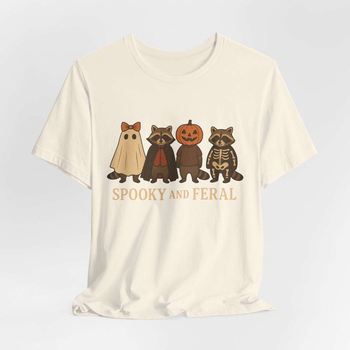 T-shirt "Raton laveur effrayant", T-shirt Halloween drôle à motifs, T-shirt vintage automne mignon, T-shirt tendance femme pour Halloween, T-shirt "Raton laveur sauvage"