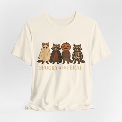 T-shirt "Raton laveur effrayant", T-shirt Halloween drôle à motifs, T-shirt vintage automne mignon, T-shirt tendance femme pour Halloween, T-shirt "Raton laveur sauvage"