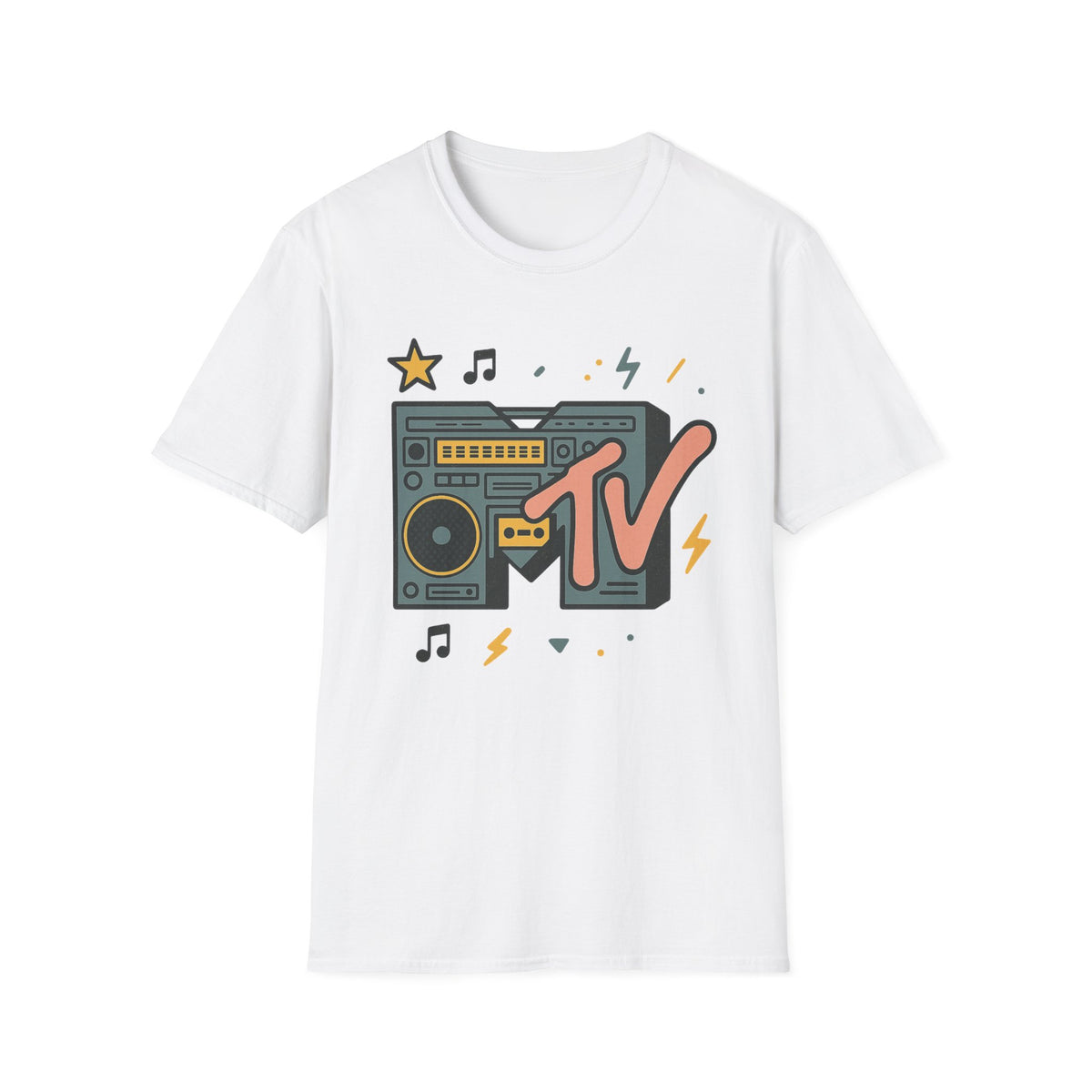 T-shirt graphique rétro MTV vintage imprimé léopard musical années 80 90 années nostalgiques unisexe shirt de groupe style rock imprimé animal