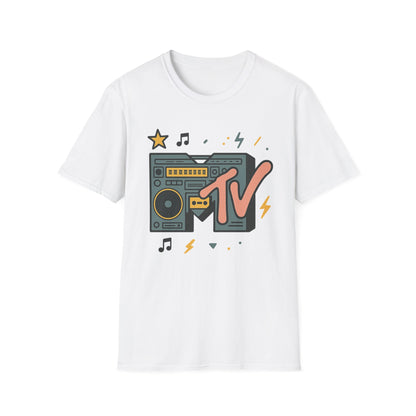 T-shirt graphique rétro MTV vintage imprimé léopard musical années 80 90 années nostalgiques unisexe shirt de groupe style rock imprimé animal