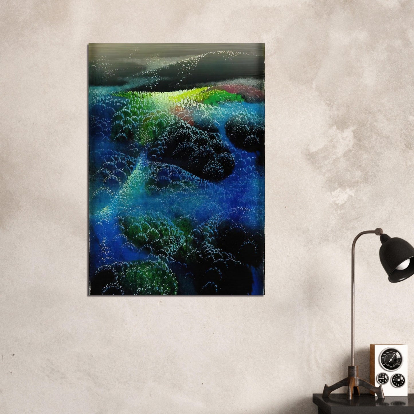 Fields Of Fog - Eyvind Earle Brushed Aluminum Print - 70x100 cm / 28x40 inches | Eyvind Earle Aluminum Print | Eyvind Earle Prints