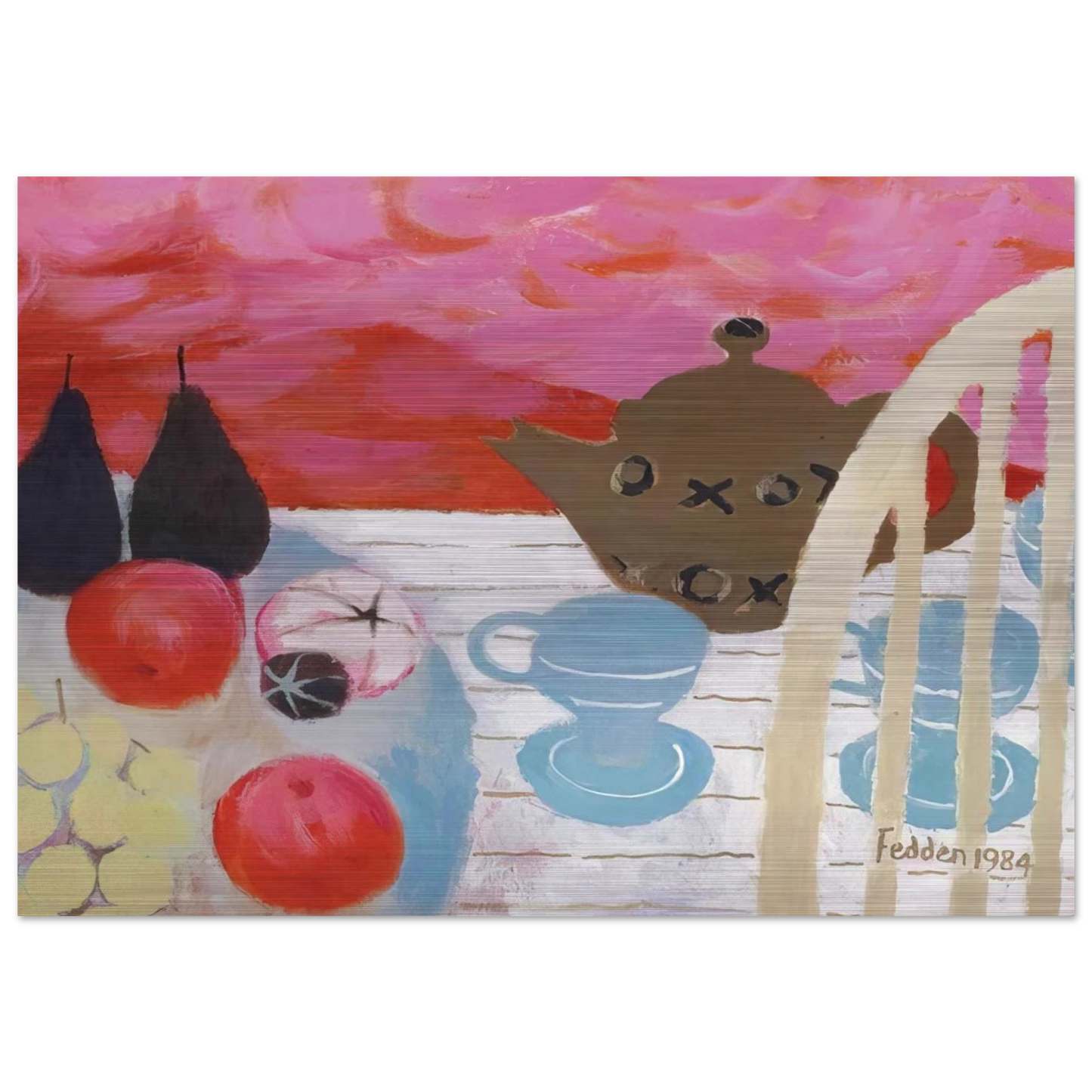 The Teapot - 1984 - Mary Fedden Brushed Aluminum Print - 70x100 cm / 28x40 inches | Mary Fedden Aluminum Print | Mary Fedden Prints