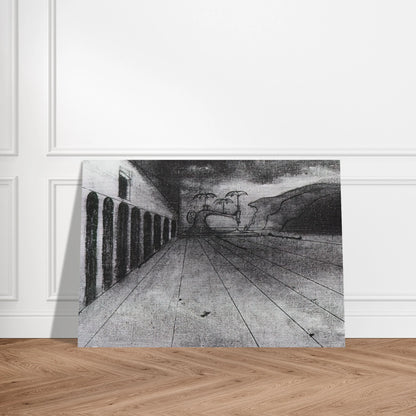 LANDSCAPE AFTER DE CHIRICO UNFINISHED - Salvador Dali Brushed Aluminum Print - 70x100 cm / 28x40 inches | Salvador Dali Aluminum Print | Salvador Dali Prints