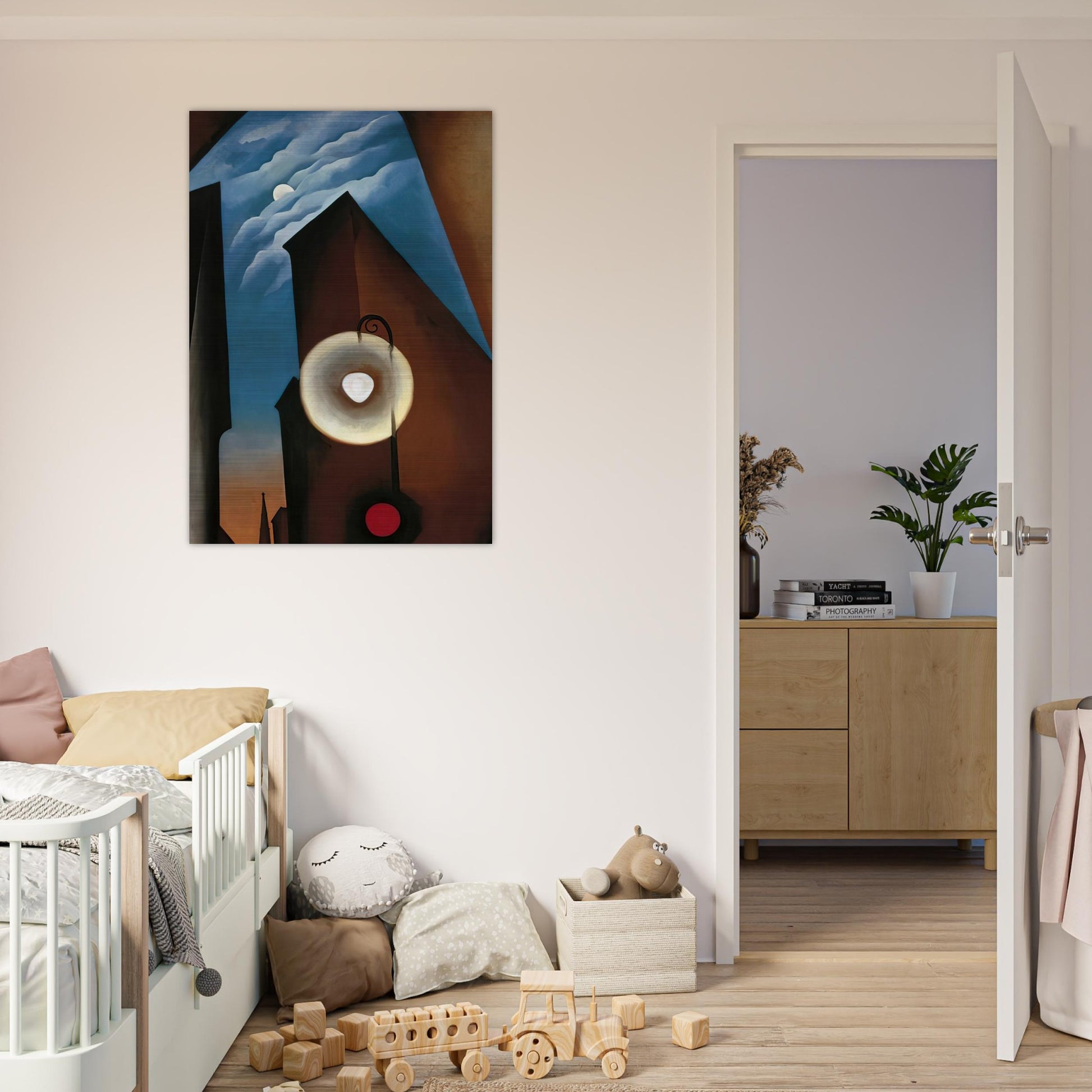 New York with Moon - Georgia O'Keeffe Brushed Aluminum Print - 70x100 cm / 28x40 inches | Georgia O'Keeffe Aluminum Print | Georgia O'Keeffe Prints