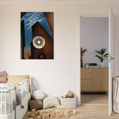 New York with Moon - Georgia O'Keeffe Brushed Aluminum Print - 70x100 cm / 28x40 inches | Georgia O'Keeffe Aluminum Print | Georgia O'Keeffe Prints