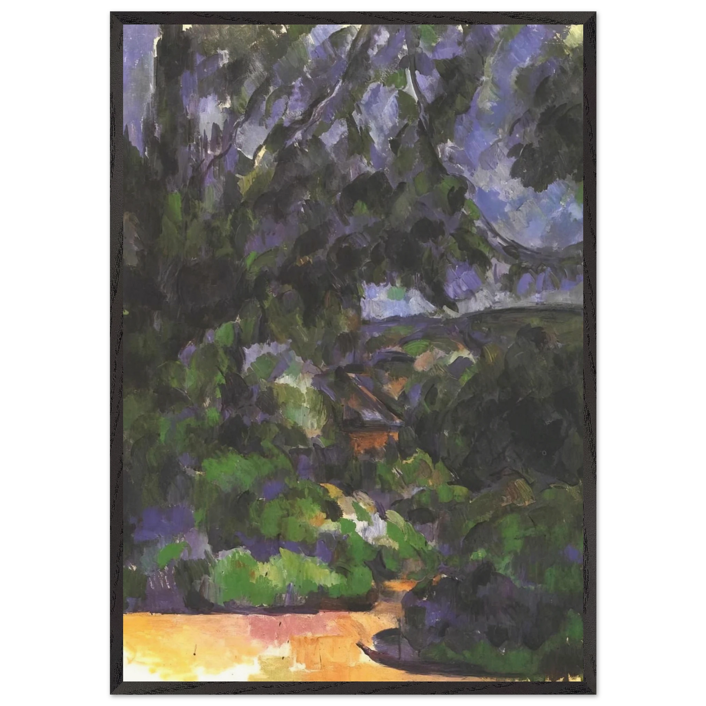 Blue Landscape - Paul Cezanne 70x100 cm / 28x40 inches Framed Art Print – Black Wooden Frame