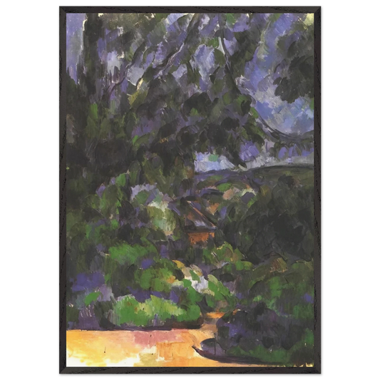 Blue Landscape - Paul Cezanne 70x100 cm / 28x40 inches Framed Art Print – Black Wooden Frame