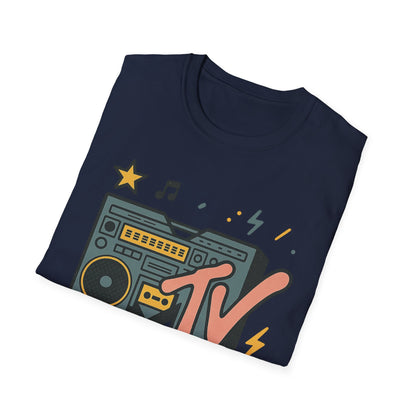T-shirt graphique rétro MTV vintage imprimé léopard musical années 80 90 années nostalgiques unisexe shirt de groupe style rock imprimé animal
