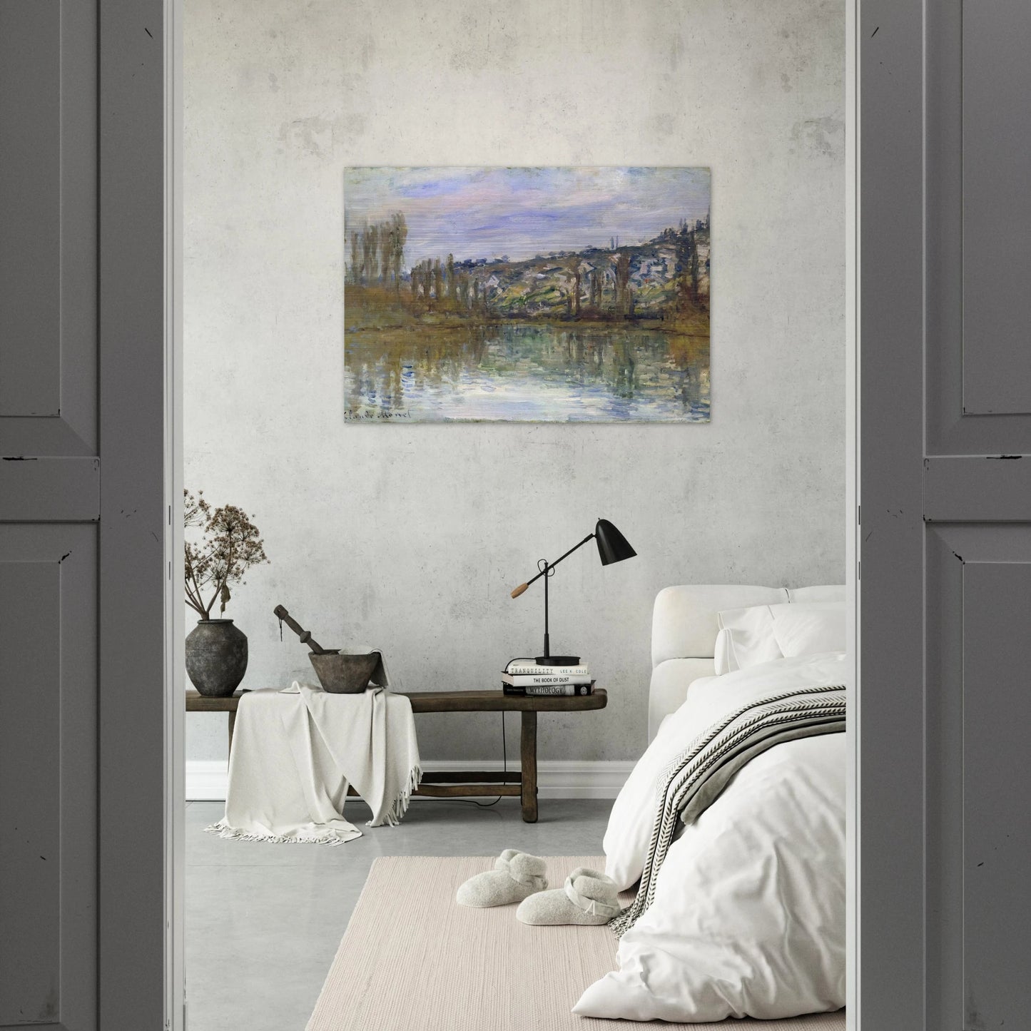 The Seine near Vetheuil - claude monet Brushed Aluminum Print - 70x100 cm / 28x40 inches | claude monet Aluminum Print | claude monet Prints