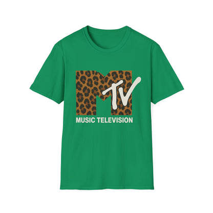 T-shirt graphique rétro MTV imprimé léopard vintage Télé musique Années 80 90 Tee-shirt de groupe unisexe Chemise rock imprimé animal