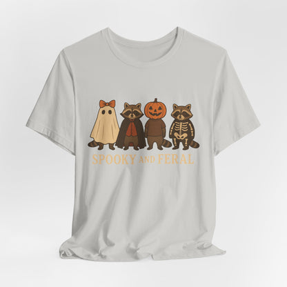 T-shirt "Raton laveur effrayant", T-shirt Halloween drôle à motifs, T-shirt vintage automne mignon, T-shirt tendance femme pour Halloween, T-shirt "Raton laveur sauvage"