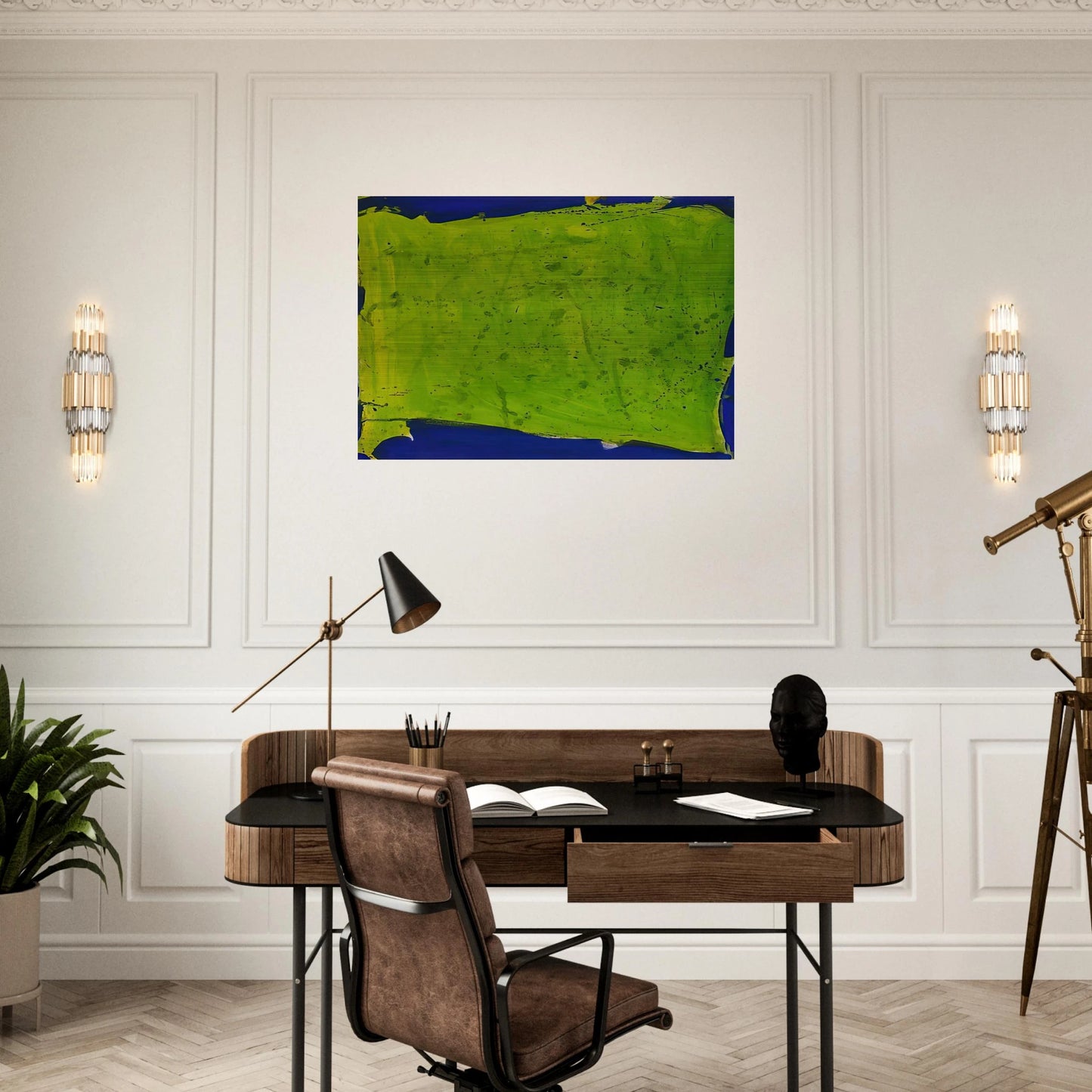 Untitled  Blue-Green  - Sam Francis Brushed Aluminum Print - 70x100 cm / 28x40 inches | Sam Francis Aluminum Print | Sam Francis Prints