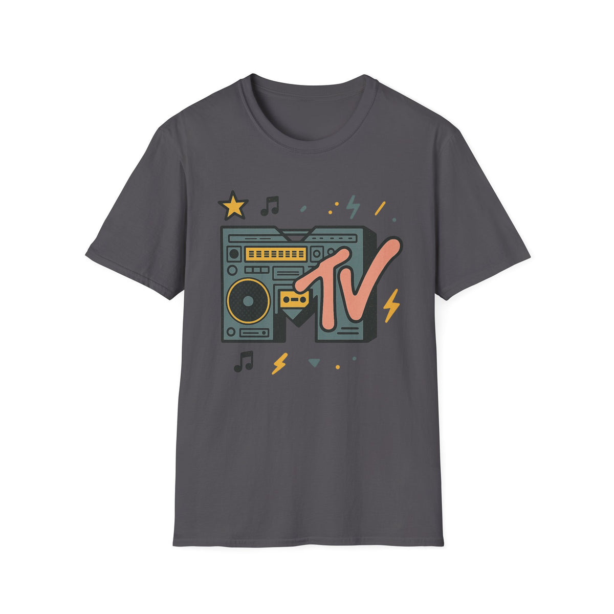 T-shirt graphique rétro MTV vintage imprimé léopard musical années 80 90 années nostalgiques unisexe shirt de groupe style rock imprimé animal