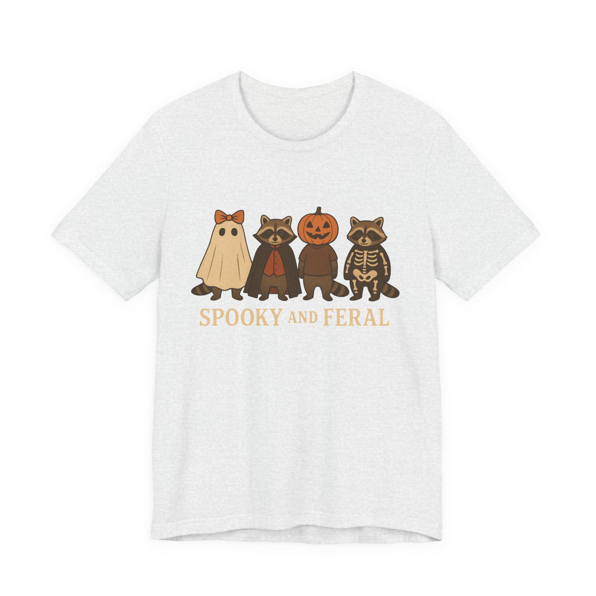 T-shirt "Raton laveur effrayant", T-shirt Halloween drôle à motifs, T-shirt vintage automne mignon, T-shirt tendance femme pour Halloween, T-shirt "Raton laveur sauvage"