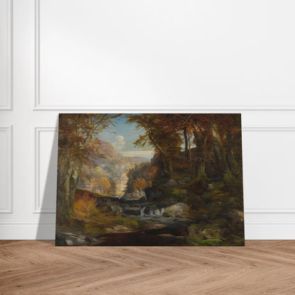A Scene on the Tohickon Creek Autumn - Thomas Moran Brushed Aluminum Print - 70x100 cm / 28x40 inches | Thomas Moran Aluminum Print | Thomas Moran Prints