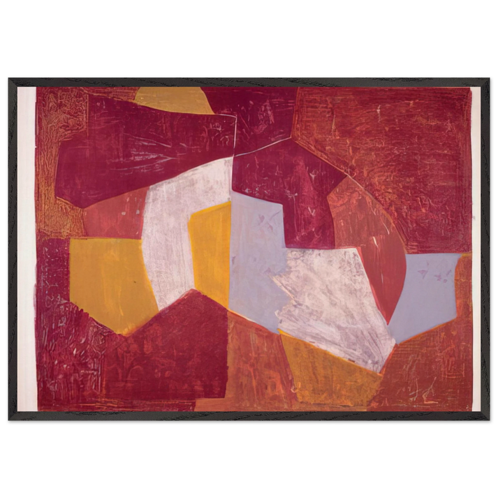 Composition carmin brune jaune et grise - 1956 - Serge Poliakoff 70x100 cm / 28x40 inches Framed Art Print – Black Wooden Frame