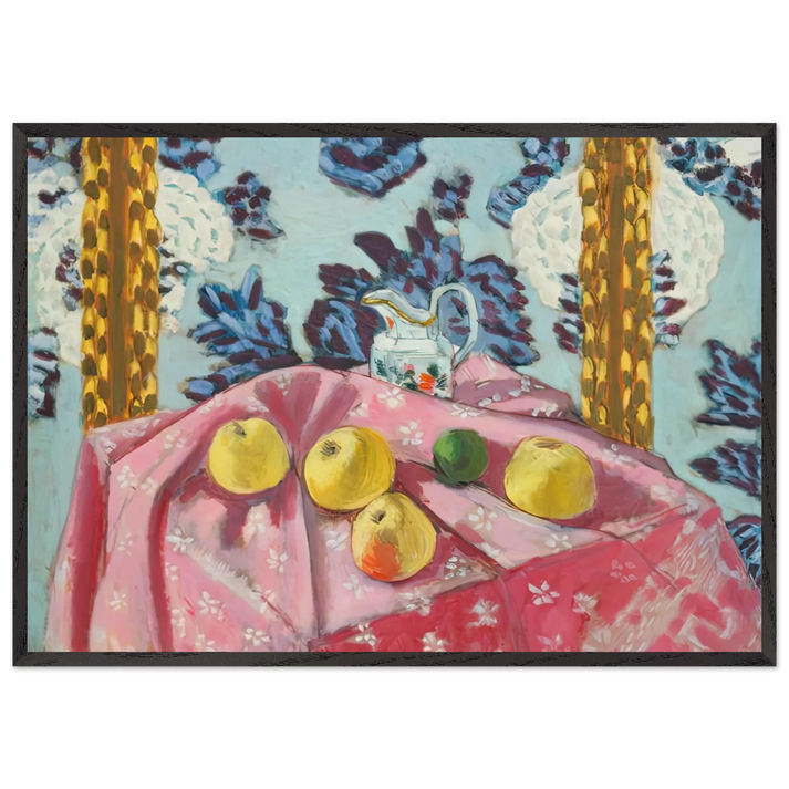 STILL LIFE WITH APPLES ON A PINK TABLECLOTH 1924 - Henri Matisse 70x100 cm / 28x40 inches Framed Art Print – Black Wooden Frame