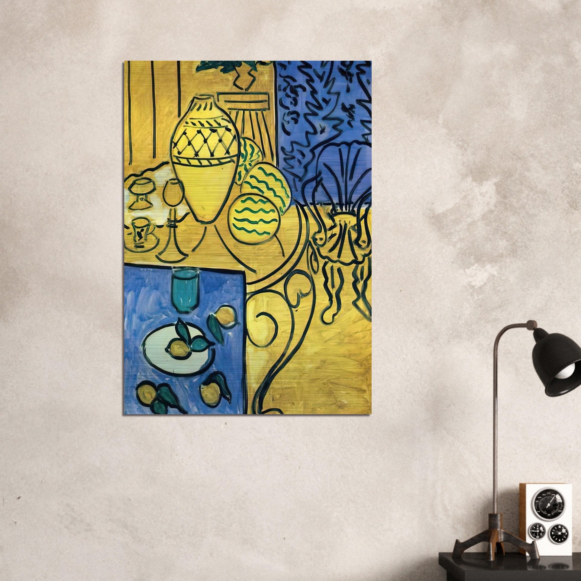 INTERIOR IN YELLOW 1946 - Henri Matisse Brushed Aluminum Print - 70x100 cm / 28x40 inches | Henri Matisse Aluminum Print | Henri Matisse Prints