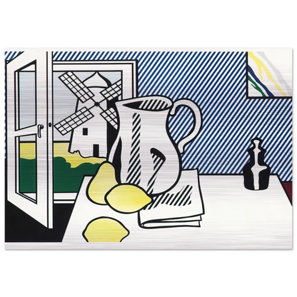 STILL LIFE WITH WINDMILL 1974 - Roy Lichtenstein Brushed Aluminum Print - 70x100 cm / 28x40 inches | Roy Lichtenstein Aluminum Print | Roy Lichtenstein Prints