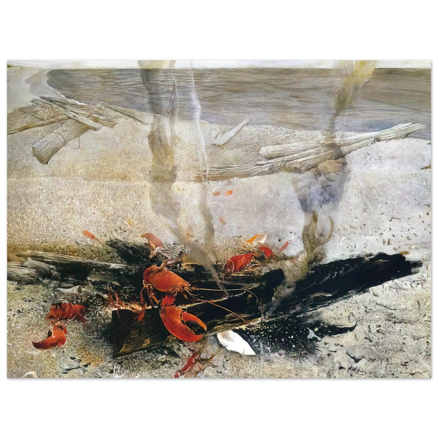 Andrew Wyeth - EMBERS 2000 Wall Art - 60x80 cm / 24x32 inches - Premium Wooden Framed Poster With Fine Art Paper-canvas - Black frame