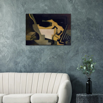 STILL LIFE WITH NEWSPAPER 1918 - Juan Gris Brushed Aluminum Print - 70x100 cm / 28x40 inches | Juan Gris Aluminum Print | Juan Gris Prints