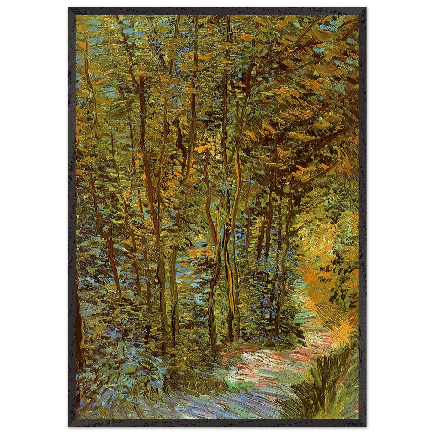 Path in the Woods - Vincent van Gogh 70x100 cm / 28x40 inches Framed Art Print – Black Wooden Frame