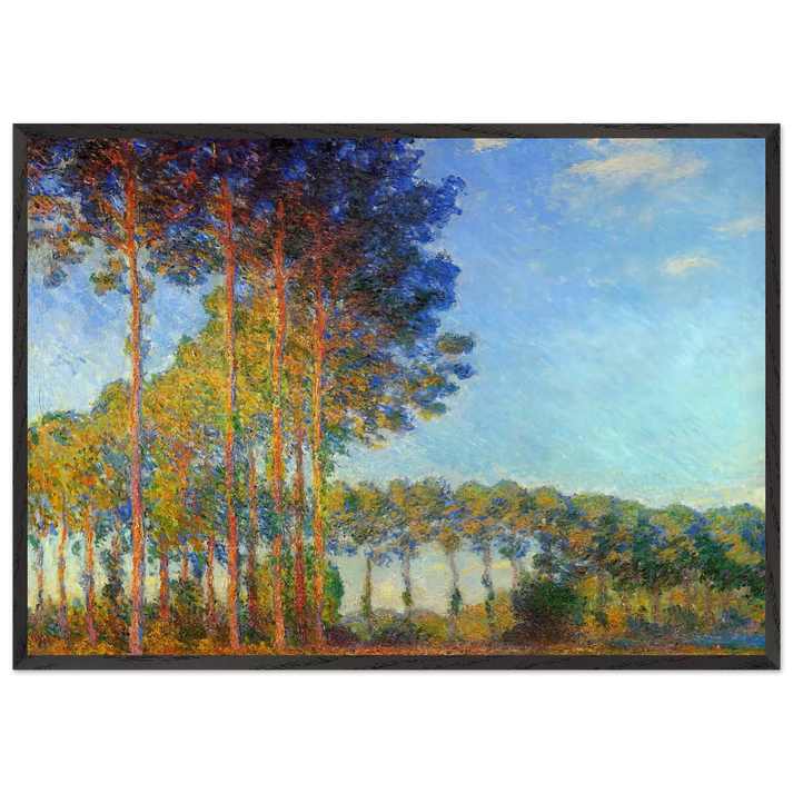 Poplars on the Banks of the River Epte Seen from the Marsh - claude monet 70x100 cm / 28x40 inches Framed Art Print – Black Wooden Frame