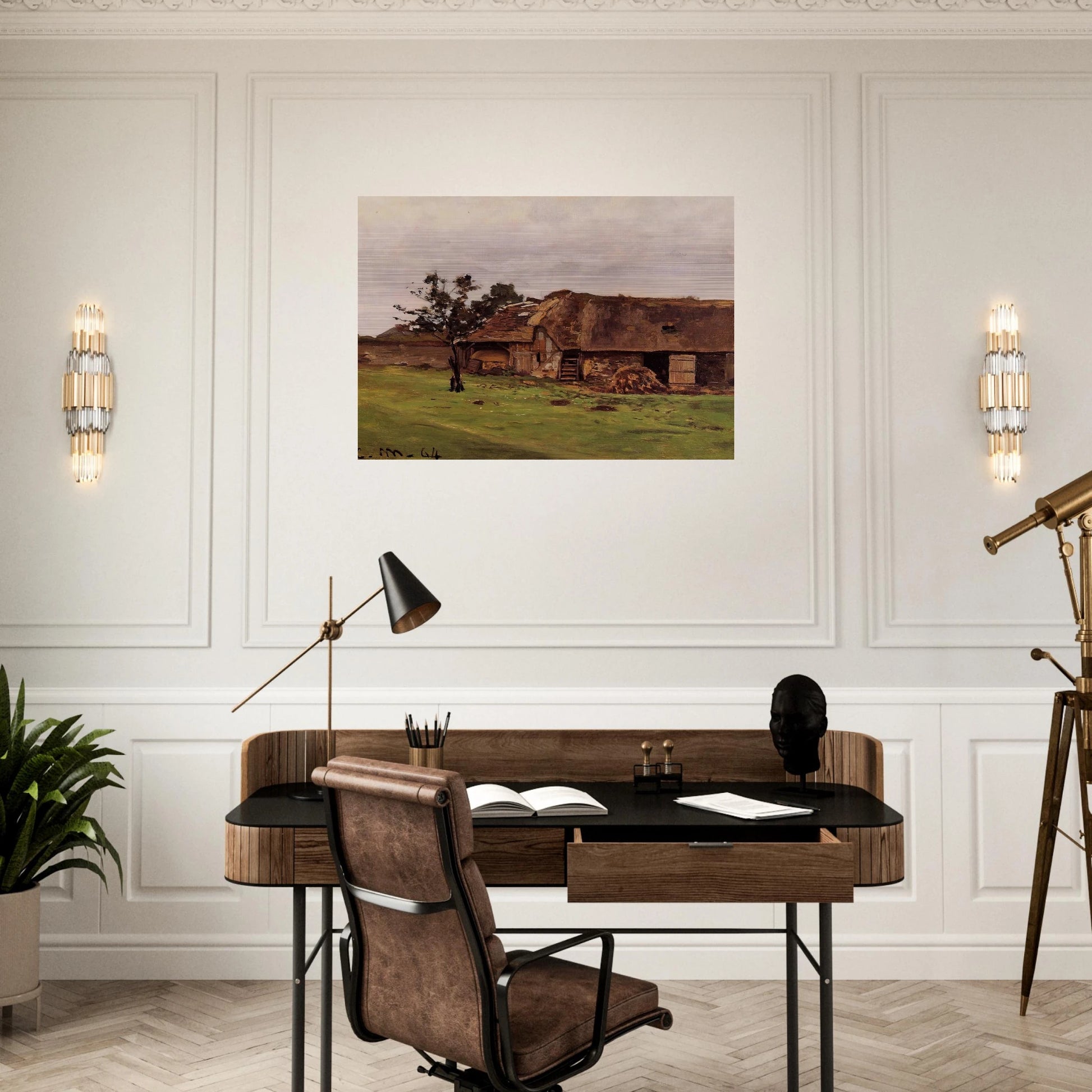 Farm near Honfleur - claude monet Brushed Aluminum Print - 70x100 cm / 28x40 inches | claude monet Aluminum Print | claude monet Prints