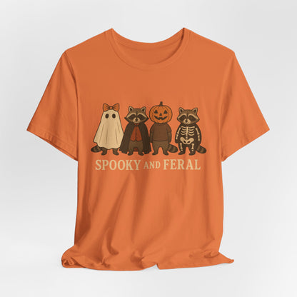 T-shirt "Raton laveur effrayant", T-shirt Halloween drôle à motifs, T-shirt vintage automne mignon, T-shirt tendance femme pour Halloween, T-shirt "Raton laveur sauvage"
