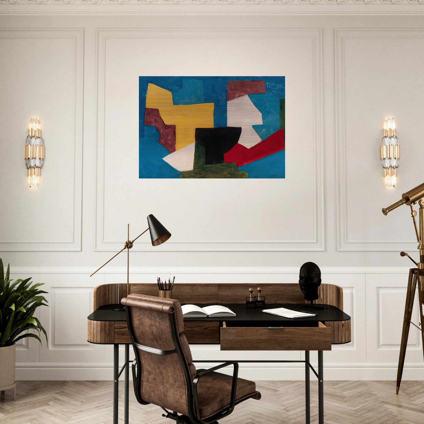 Composition multicolore à dominante bleue - 1969 - Serge Poliakoff Brushed Aluminum Print - 70x100 cm / 28x40 inches | Serge Poliakoff Aluminum Print | Serge Poliakoff Prints