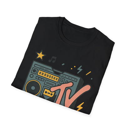 T-shirt graphique rétro MTV vintage imprimé léopard musical années 80 90 années nostalgiques unisexe shirt de groupe style rock imprimé animal