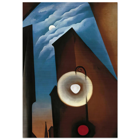 New York with Moon - Georgia O'Keeffe Brushed Aluminum Print - 70x100 cm / 28x40 inches | Georgia O'Keeffe Aluminum Print | Georgia O'Keeffe Prints