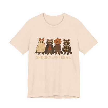 T-shirt "Raton laveur effrayant", T-shirt Halloween drôle à motifs, T-shirt vintage automne mignon, T-shirt tendance femme pour Halloween, T-shirt "Raton laveur sauvage"