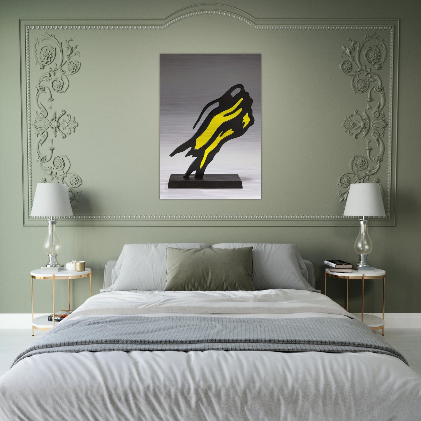 WEISMAN AWARD YELLOW BRUSHSTROKE 1991 - Roy Lichtenstein Brushed Aluminum Print - 70x100 cm / 28x40 inches | Roy Lichtenstein Aluminum Print | Roy Lichtenstein Prints