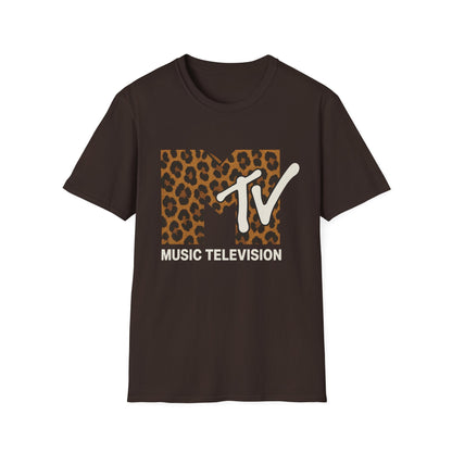 T-shirt graphique rétro MTV imprimé léopard vintage Télé musique Années 80 90 Tee-shirt de groupe unisexe Chemise rock imprimé animal