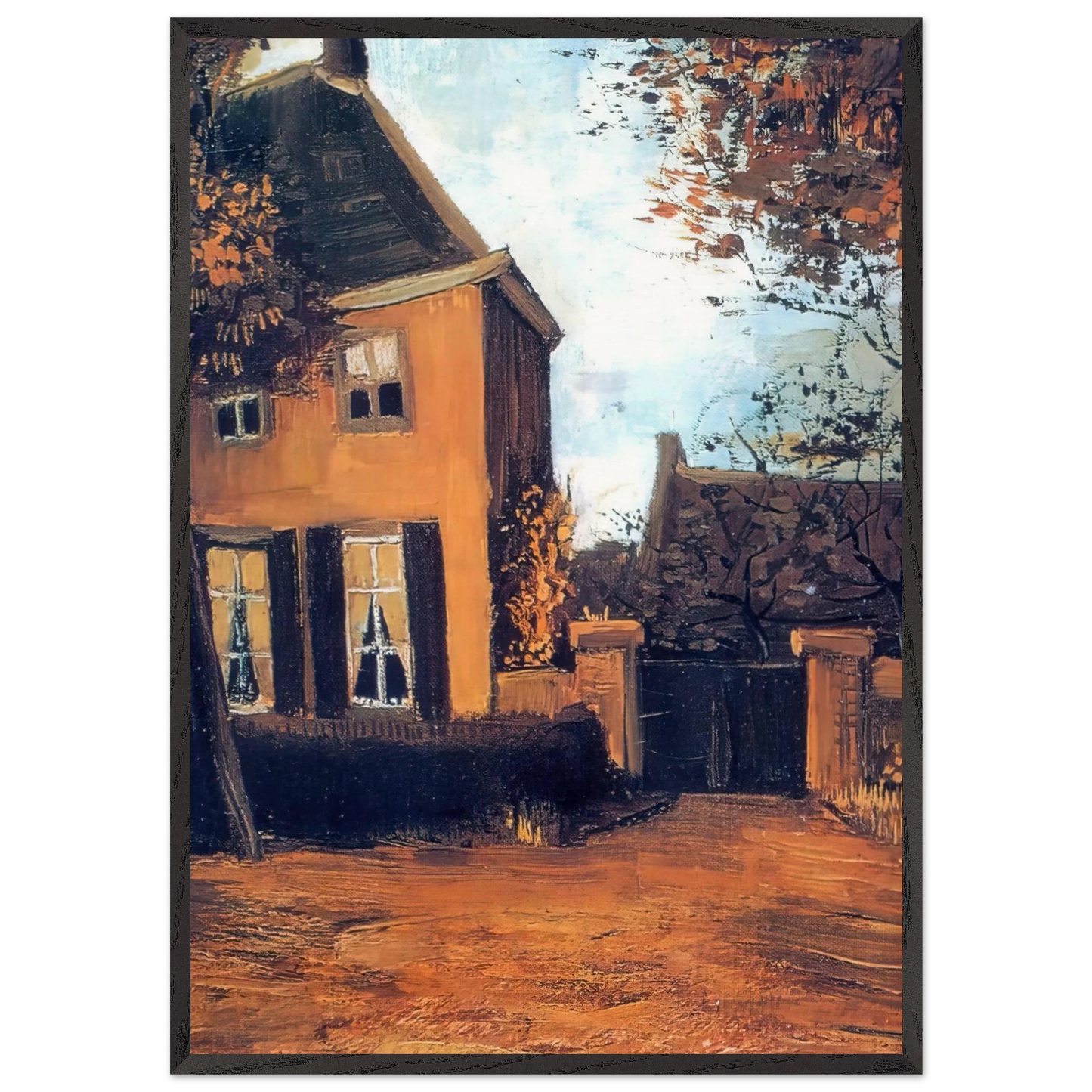 The Vicarage at Nuenen - Vincent van Gogh 70x100 cm / 28x40 inches Framed Art Print – Black Wooden Frame