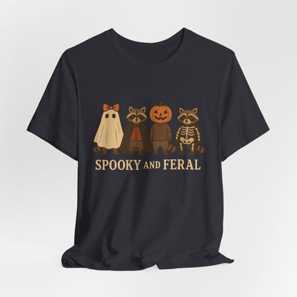 T-shirt "Raton laveur effrayant", T-shirt Halloween drôle à motifs, T-shirt vintage automne mignon, T-shirt tendance femme pour Halloween, T-shirt "Raton laveur sauvage"