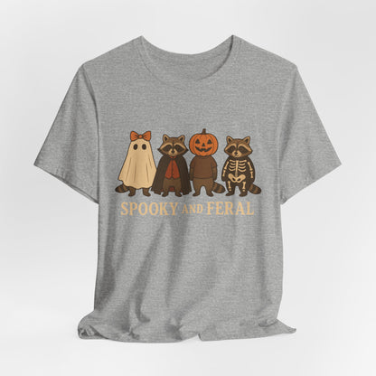 T-shirt "Raton laveur effrayant", T-shirt Halloween drôle à motifs, T-shirt vintage automne mignon, T-shirt tendance femme pour Halloween, T-shirt "Raton laveur sauvage"