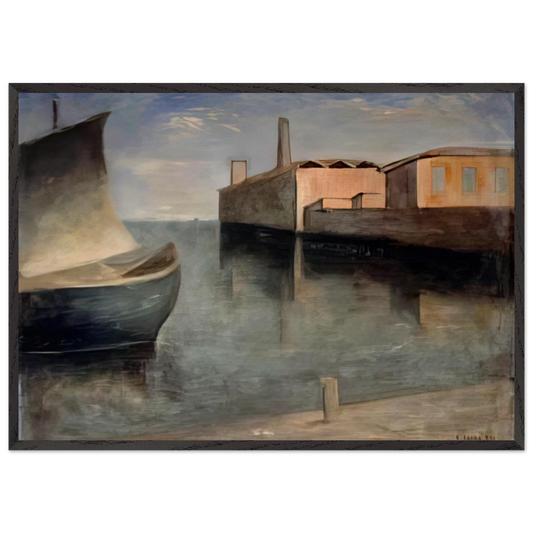 LAGOON 1932 - Carlo Carra 70x100 cm / 28x40 inches Framed Art Print – Black Wooden Frame