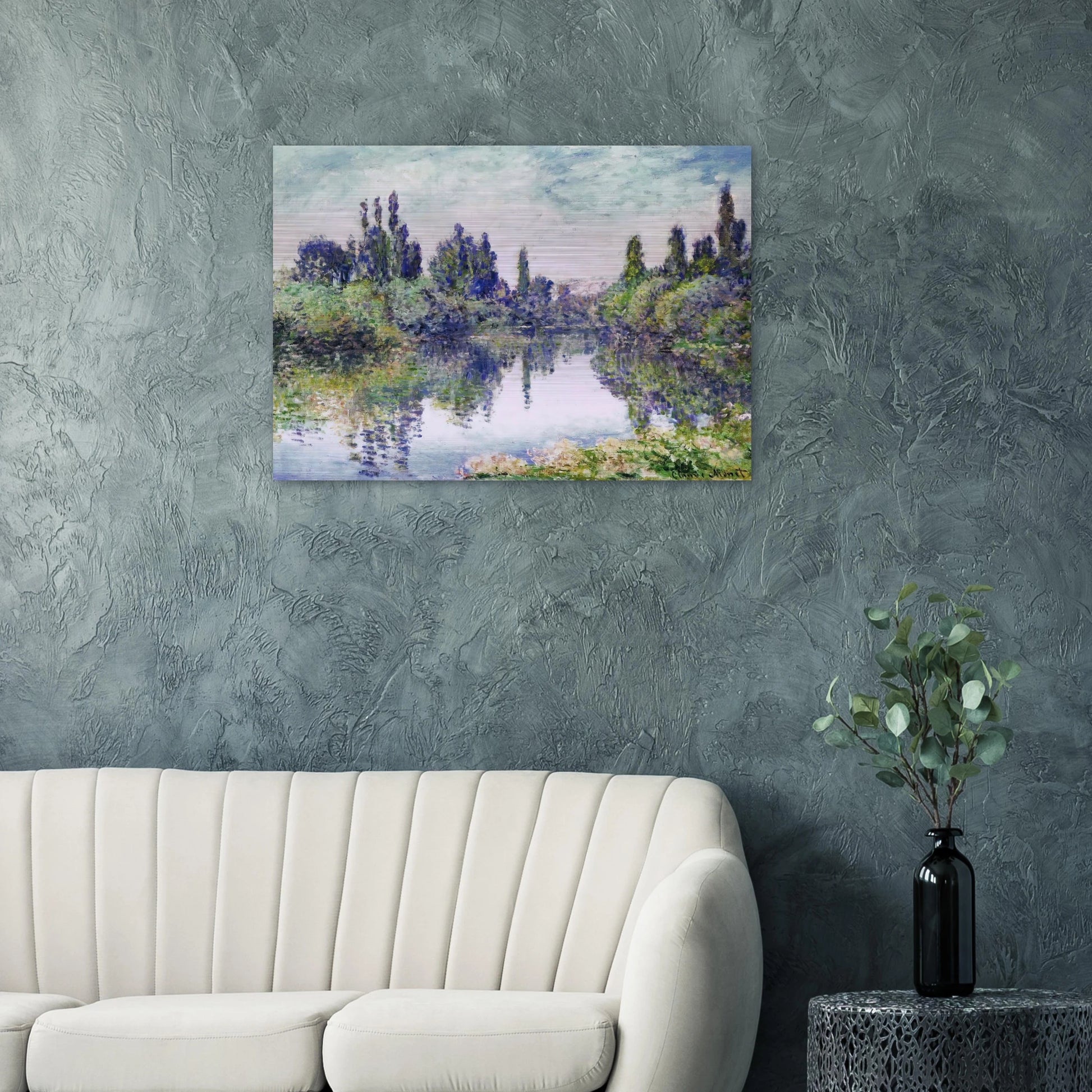 Morning on the Seine, near Vetheuil - claude monet Brushed Aluminum Print - 70x100 cm / 28x40 inches | claude monet Aluminum Print | claude monet Prints