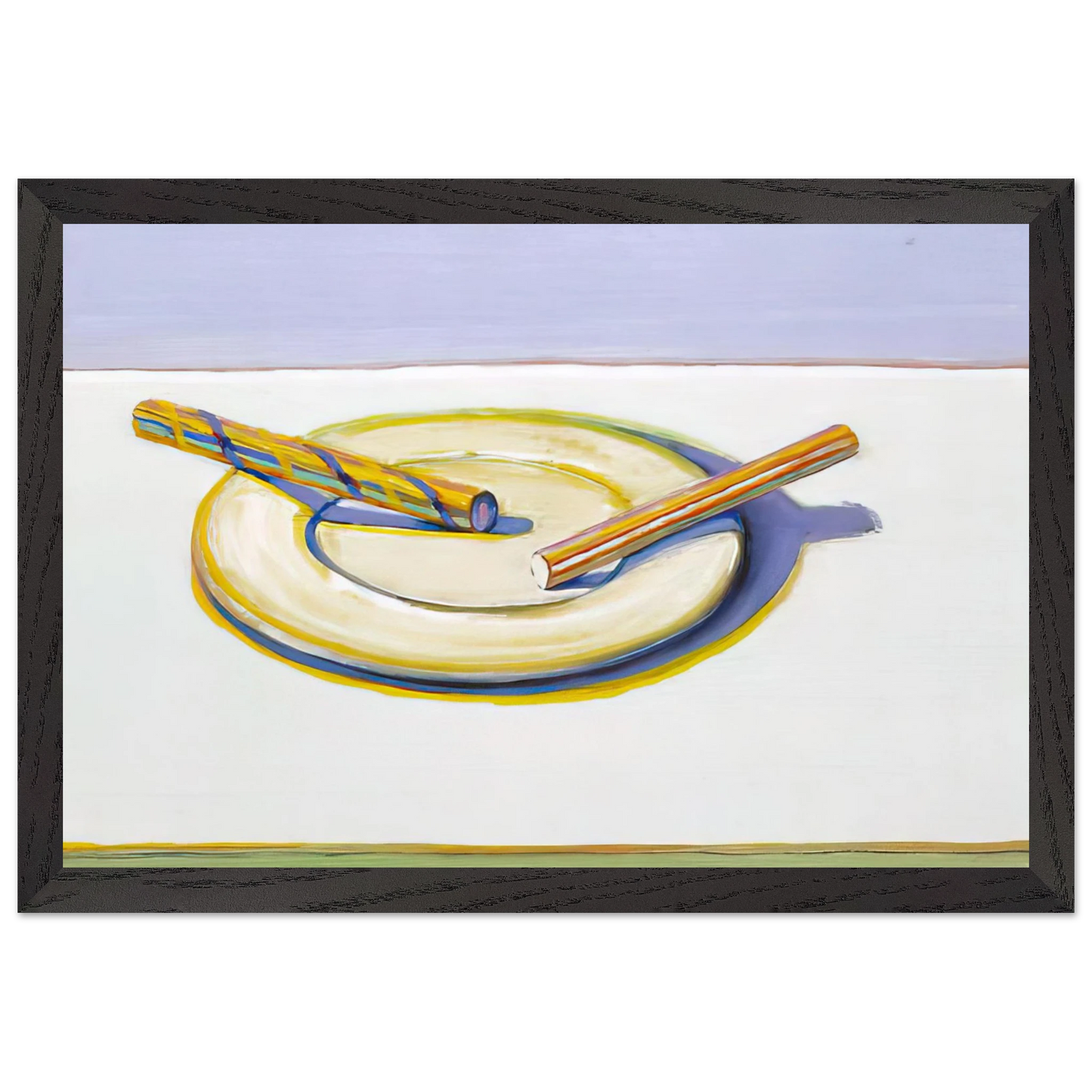Wayne Thiebaud - Two Candy Sticks - 2004 Wall Art - 30x40 cm / 12x16 inches - Premium Wooden Framed Poster With Fine Art Paper - Wood frame