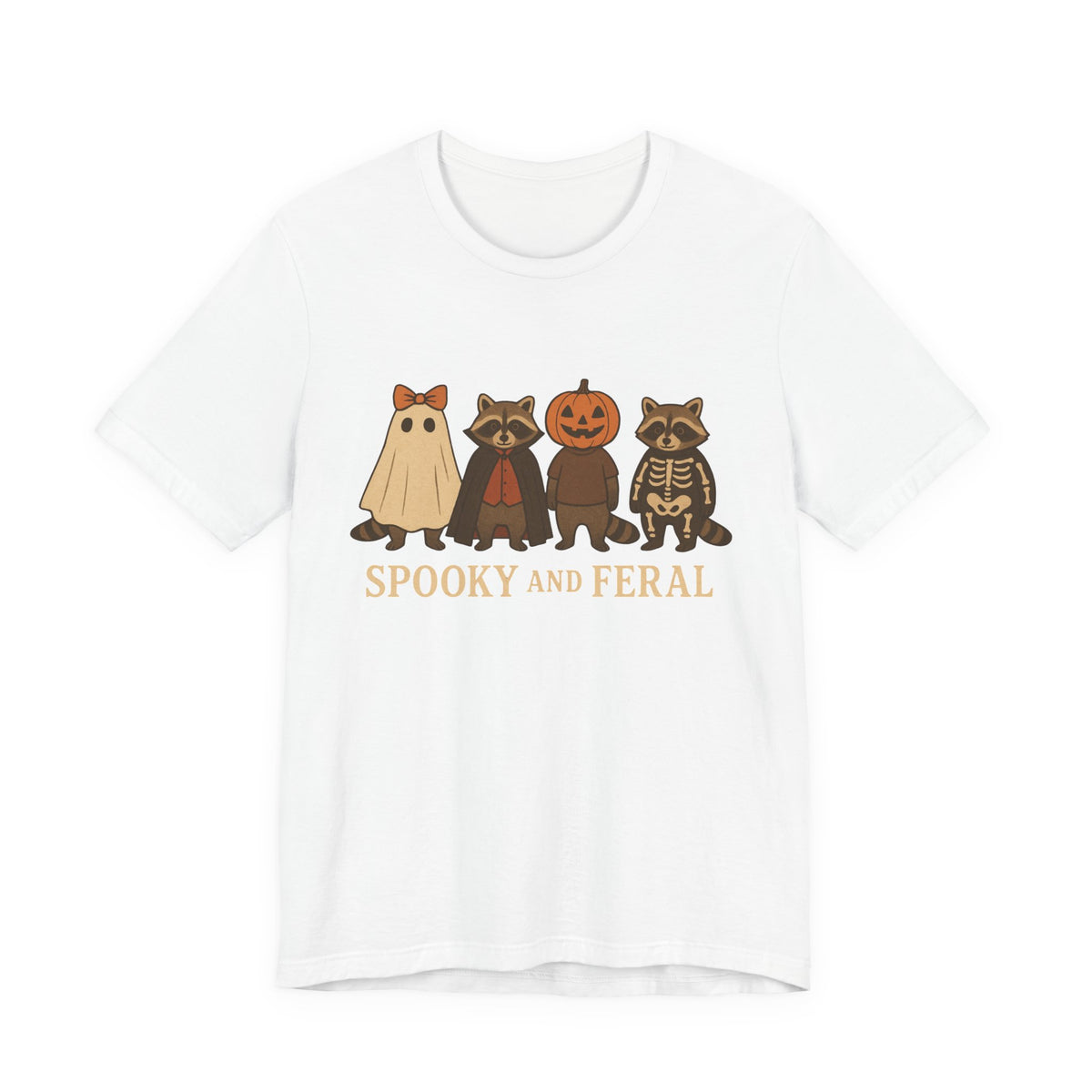 T-shirt "Raton laveur effrayant", T-shirt Halloween drôle à motifs, T-shirt vintage automne mignon, T-shirt tendance femme pour Halloween, T-shirt "Raton laveur sauvage"