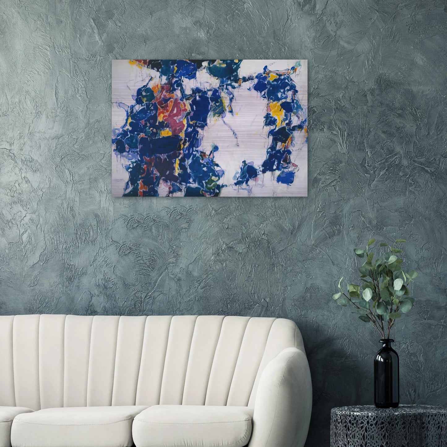 Around the Blues - Sam Francis Brushed Aluminum Print - 70x100 cm / 28x40 inches | Sam Francis Aluminum Print | Sam Francis Prints