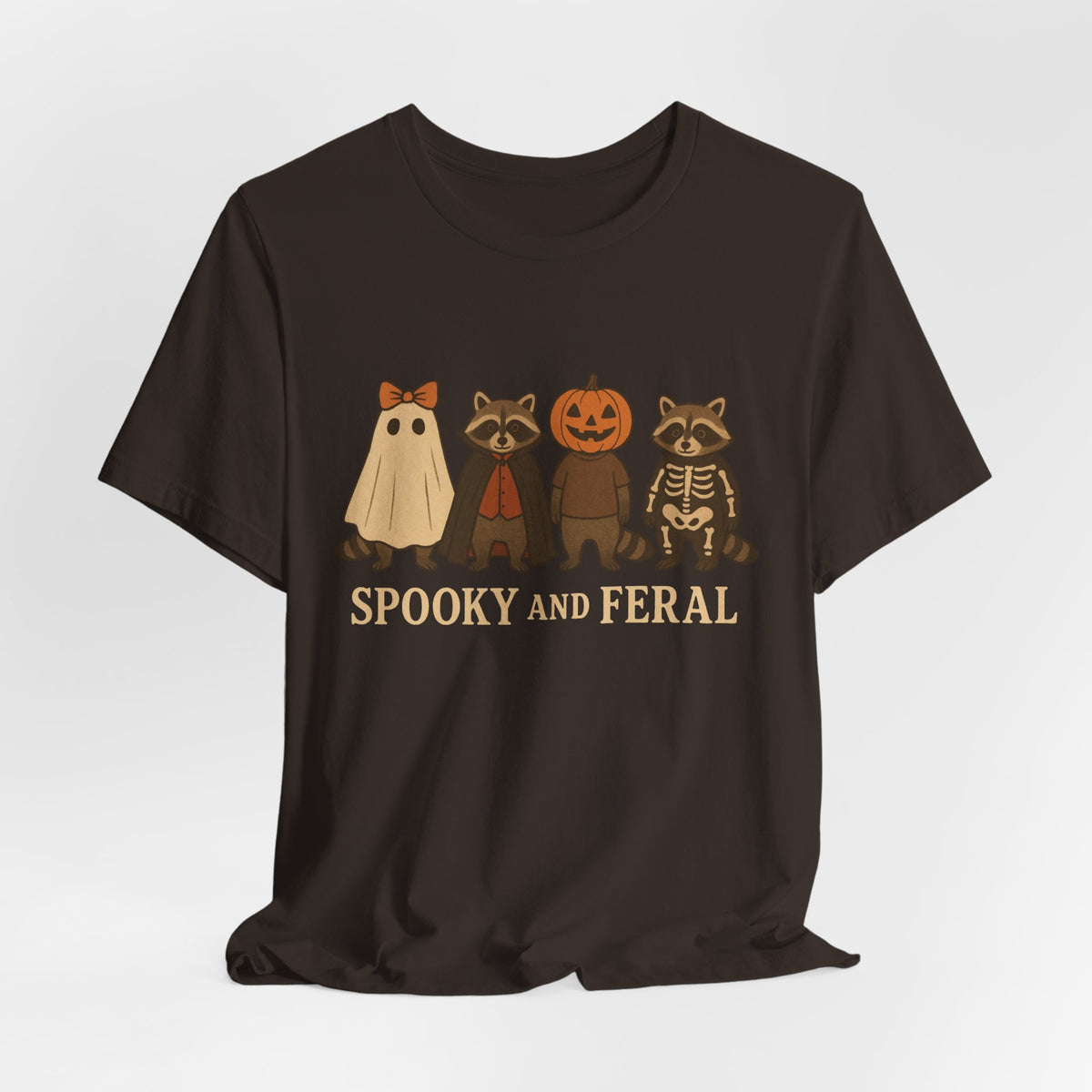 T-shirt "Raton laveur effrayant", T-shirt Halloween drôle à motifs, T-shirt vintage automne mignon, T-shirt tendance femme pour Halloween, T-shirt "Raton laveur sauvage"