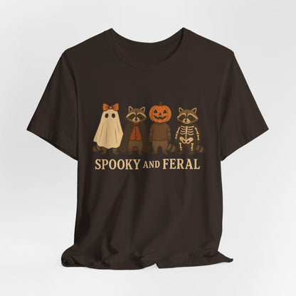 T-shirt "Raton laveur effrayant", T-shirt Halloween drôle à motifs, T-shirt vintage automne mignon, T-shirt tendance femme pour Halloween, T-shirt "Raton laveur sauvage"