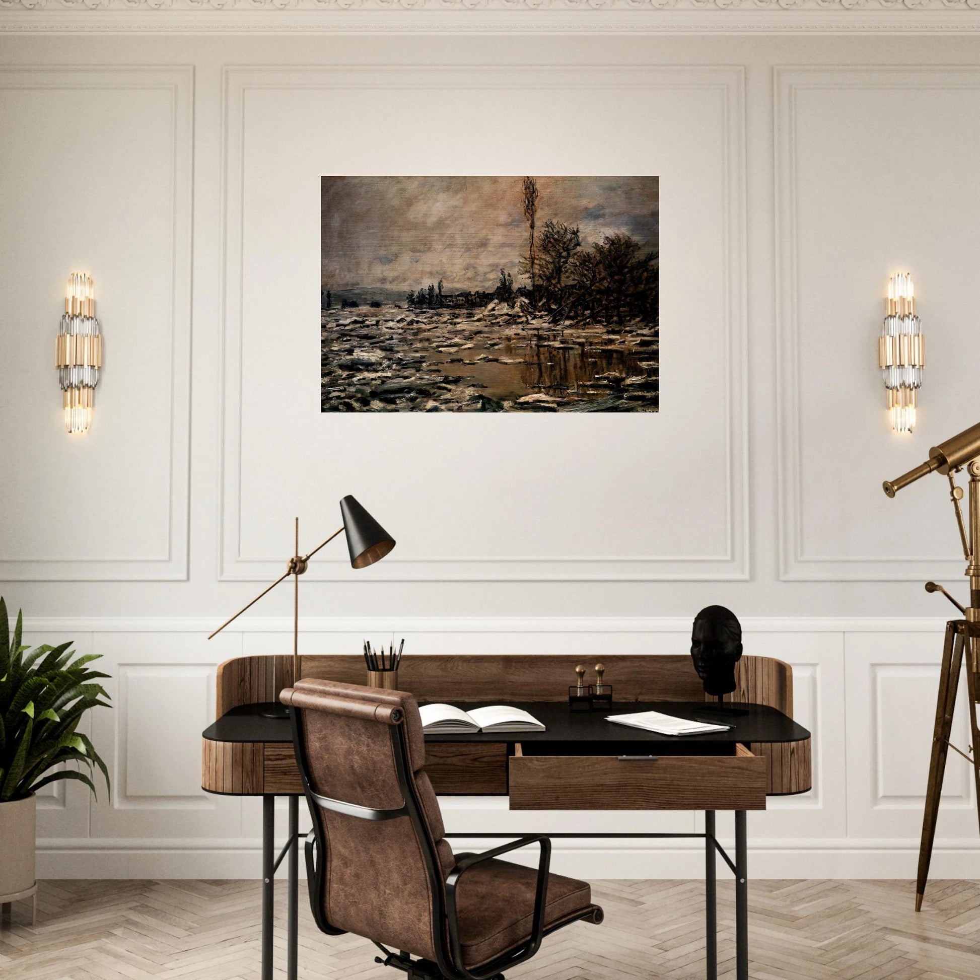 The Break-up of the Ice - claude monet Brushed Aluminum Print - 70x100 cm / 28x40 inches | claude monet Aluminum Print | claude monet Prints