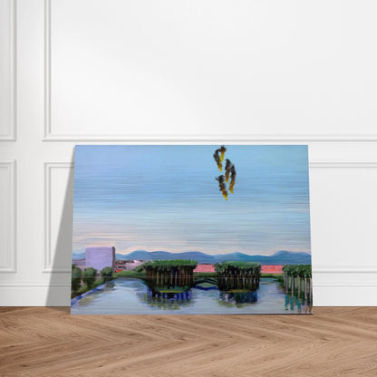 Echo Park Falling Angels - 1974 - Carlos Almaraz Brushed Aluminum Print - 70x100 cm / 28x40 inches | Carlos Almaraz Aluminum Print | Carlos Almaraz Prints