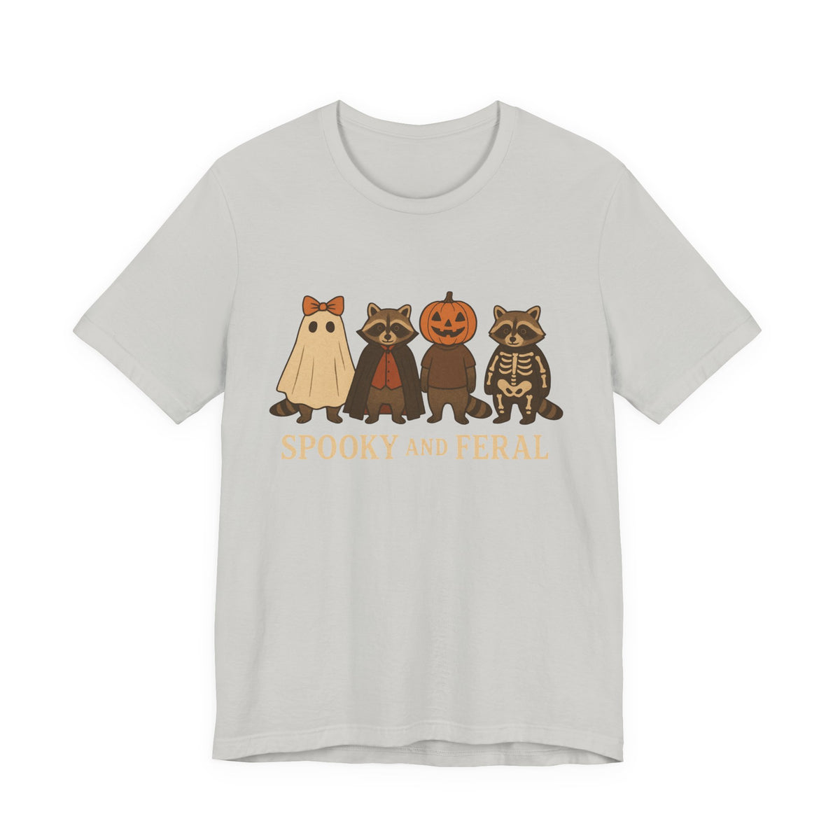 T-shirt "Raton laveur effrayant", T-shirt Halloween drôle à motifs, T-shirt vintage automne mignon, T-shirt tendance femme pour Halloween, T-shirt "Raton laveur sauvage"